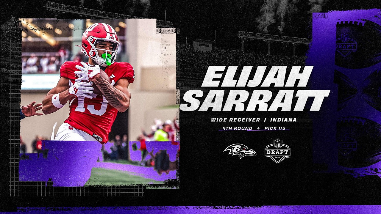 Bill Carroll’s 32 Picks In 32 Days WR Elijah Sarratt 6’2 5/8″ 210 4.53 40 Pick #115 of The Ravens Bill Carroll’s 32 Picks In 32 Days WR Elijah Sarratt 6’2 5/8″ 210 4.53 40 Pick #115 of The Ravens