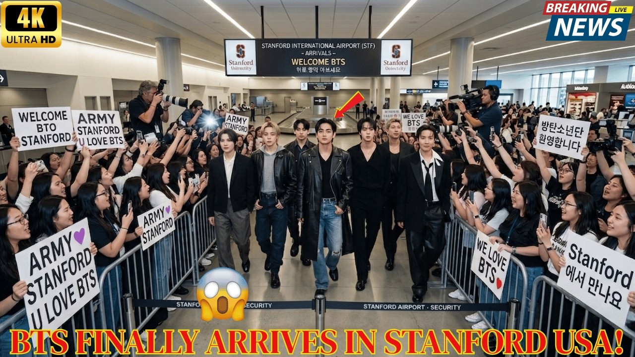 BREAKING NEWS! BTS Arrives In Stanford & Kim Taehyung Causes Global Airport Chaos !