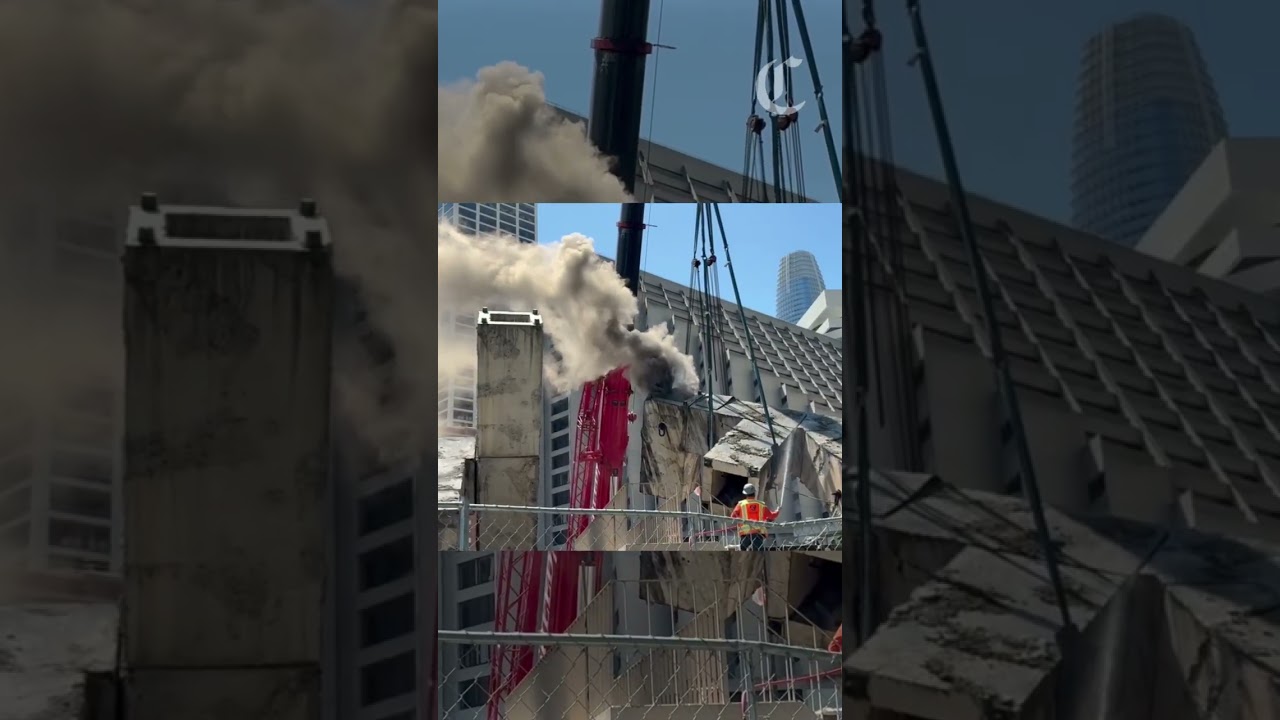 Fire breaks out as crews remove Vaillancourt Fountain Fire breaks out as crews remove Vaillancourt Fountain