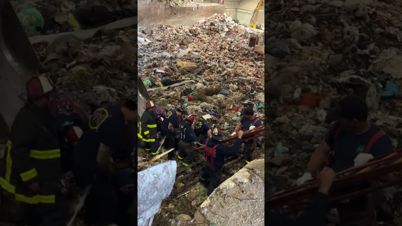 Firefighters rescue recycling facility worker in San Francisco after falling into the pit Firefighters rescue recycling facility worker in San Francisco after falling into the pit