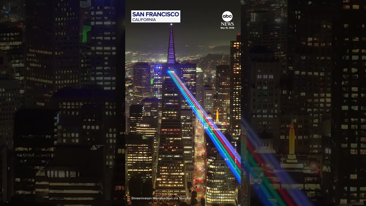 Laser show lights up San Francisco skyline Laser show lights up San Francisco skyline