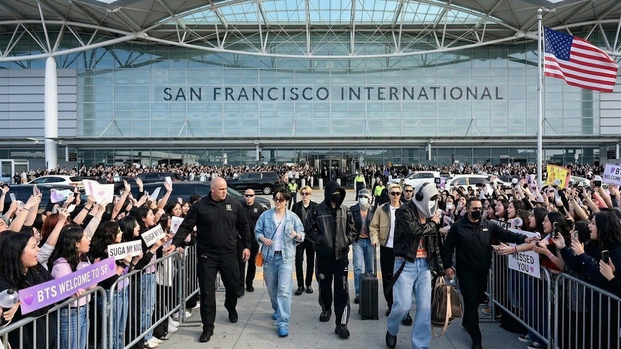Shocking Arrival! Jungkook & BTS Land in San Francisco — American Fans Go Wild at the Airport Shocking Arrival! Jungkook & BTS Land in San Francisco — American Fans Go Wild at the Airport