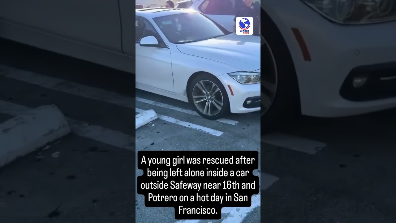 A young girl was rescued after being left alone inside a car A young girl was rescued after being left alone inside a car