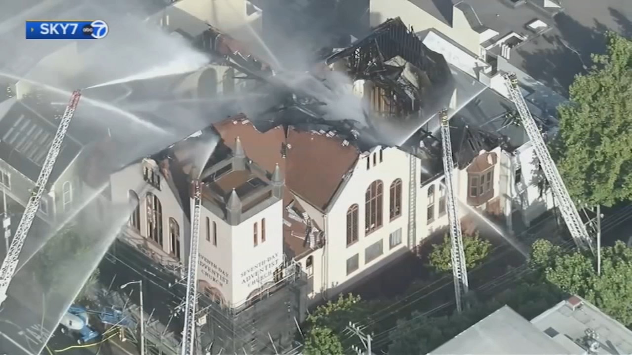 Large fire burns through San Francisco church Large fire burns through San Francisco church