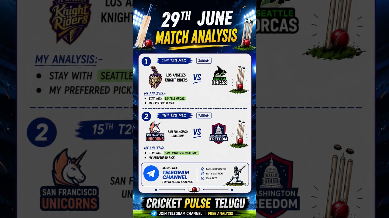 Today’s Match Predictions |San Francisco Unicorns vs Washington Freedom | MLC 2026