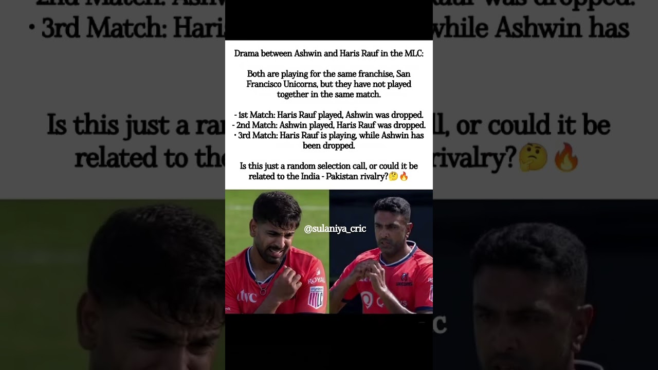 Why Ashwin & Haris Rauf Aren’t Playing Together? 🤔 San Francisco Unicorns Mystery!#rashwin #mlc Why Ashwin & Haris Rauf Aren’t Playing Together? 🤔 San Francisco Unicorns Mystery!#rashwin #mlc