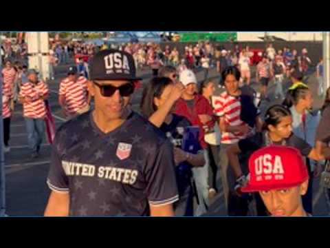 American fans leaving San Francisco Bay Area Stadium after a 2-0 USA win