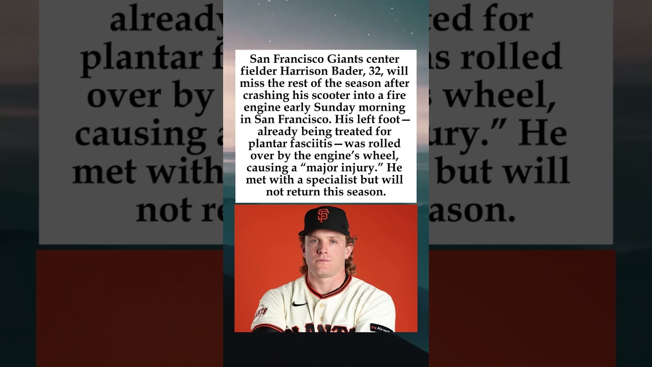 Harrison Bader Out for Season After Scooter Crash into Fire Engine #HarrisonBader #SFGiants